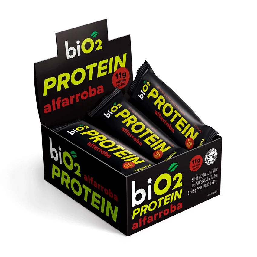 Caixa de Barra de Proteína Sabor Alfarroba biO2 45g