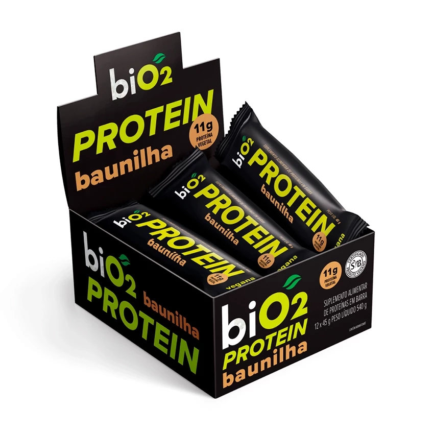 Caixa de Barra de Proteína Sabor Baunilha biO2 45g