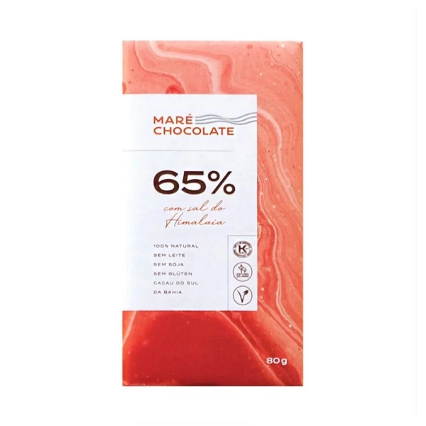 Chocolate Orgânico Maré com Sal do Himalaia 65% de Cacau 80g